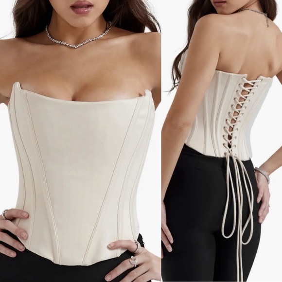 House of CB Tops - House of CB Genevieve Strapless Satin Corset Top NWOT Size S